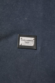 Dolce & Gabbana Dark Blue Logo Plaque Cotton Men Polo Shirt T-shirt