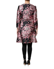 Dolce & Gabbana Pink Black Floral Brocade Trenchcoat Jacket