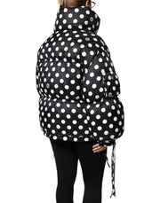 Dolce & Gabbana Black White Polka Dot Full Zip Puffer Jacket