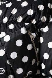Dolce & Gabbana Black White Polka Dot Full Zip Puffer Jacket