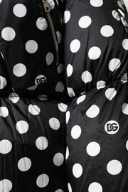 Dolce & Gabbana Black White Polka Dot Full Zip Puffer Jacket