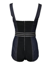 Dolce & Gabbana Blue Cotton Stretch Sleeveless Bodycon Denim Bodysuit