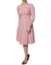Dolce & Gabbana Pink A-line Flare Viscose 3/4 Sleeves Dress