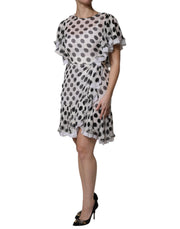 Dolce & Gabbana White Polka Dotted Silk Blend A-line Dress