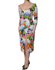 Dolce & Gabbana Multicolor Floral Side Slit Midi Dress