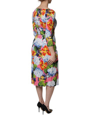 Dolce & Gabbana Multicolor Floral Side Slit Midi Dress