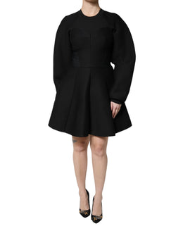 Dolce & Gabbana Black Cotton Long Sleeves A-line Mini Dress