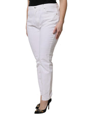 Dolce & Gabbana White Cotton Mid Waist Skinny Denim Jeans