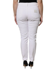 Dolce & Gabbana White Cotton Mid Waist Skinny Denim Jeans
