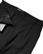 Dolce & Gabbana Black Wool High Waist Boot Cut Dress Pants