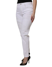 Dolce & Gabbana White Cotton High Waist Skinny Denim Jeans