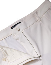Dolce & Gabbana White Wool Mid Waist Wide Leg Pants