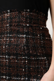 Dolce & Gabbana Multicolor High Waist Tartan Tweed Pencil Cut Skirt