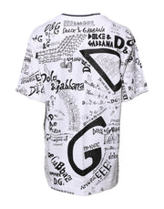 Dolce & Gabbana White Graffiti Print Cotton Crew Neck T-shirt