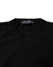 Dolce & Gabbana Black Wool Knit Crew Neck Pullover Sweater