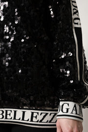 Dolce & Gabbana Black DG Queen Sequin Pullover Sweater