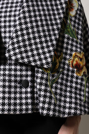Dolce & Gabbana Black White Monochrome Patterned Floral Cape Jacket