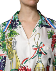 Dolce & Gabbana Multicolor Short Sleeve Silk Food Shirt Top