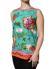 Dolce & Gabbana Multicolor Floral Silk Sleeveless Tank Top