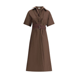 Brunello Cucinelli Brown Cotton Casual Dress