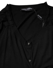 Dolce & Gabbana Black Button Down Short Sleeve Blouse Top