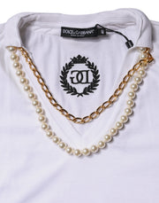 Dolce & Gabbana White Necklace Cotton Short Sleeve T-shirt