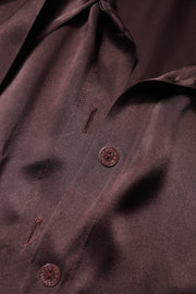 Dolce & Gabbana Brown Ascot Collar Long Sleeve Blouse Top