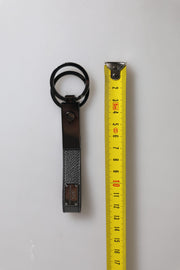 Dolce & Gabbana Brown Leather DG Plaque Double Keyring Holder Keychain