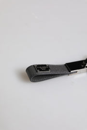 Dolce & Gabbana Brown Leather DG Plaque Double Keyring Holder Keychain