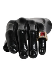 Dolce & Gabbana Gold Tone Sterling Silver 925 Crystals Ring