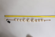 Dolce & Gabbana White Maxi Faux Pearl Beads Crystals Gold Chain Necklace