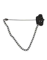 Dolce & Gabbana Silver Tone Brass Crown Chain Women Brooch Lapel Pin