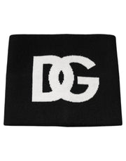 Dolce & Gabbana Black Cashmere DG Logo Square Handkerchief Scarf