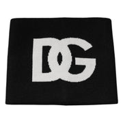 Dolce & Gabbana Black Cashmere DG Logo Square Handkerchief Scarf