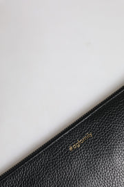 Dolce & Gabbana Black Leather #DGFAMILY Embellished Men Zip Pouch Bag