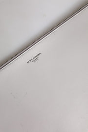 Dolce & Gabbana Gray Solid Leather DG Logo Men Clutch Zip Pouch Bag