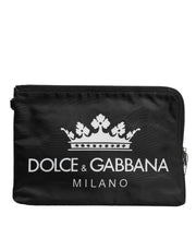 Dolce & Gabbana Black DG Milano Print Nylon Pouch Clutch Bag