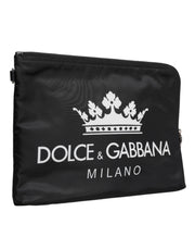 Dolce & Gabbana Black DG Milano Print Nylon Pouch Clutch Bag