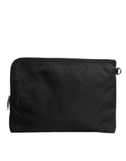 Dolce & Gabbana Black DG Milano Print Nylon Pouch Clutch Bag