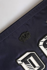 Dolce & Gabbana Blue DG Logo Patch Embellished Pouch Clutch Bag
