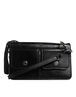 Dolce & Gabbana Black Leather Logo Purse Shoulder Crossbody Bag