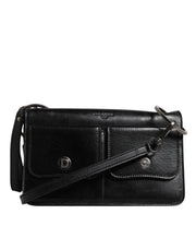 Dolce & Gabbana Black Leather Logo Purse Shoulder Crossbody Bag
