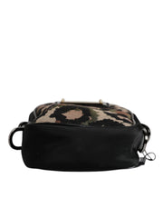 Dolce & Gabbana Multicolor Leopard Jacquard Logo Plaque Neck Strap Bag