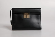 Dolce & Gabbana Black Leather Logo Plaque Document Briefcase Bag