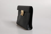 Dolce & Gabbana Black Leather Logo Plaque Document Briefcase Bag