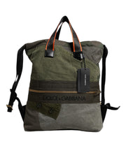Dolce & Gabbana Military Green Patchwork Rucksack Backpack Bag