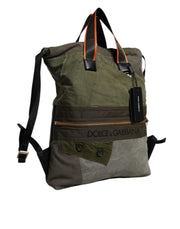 Dolce & Gabbana Military Green Patchwork Rucksack Backpack Bag