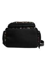 Dolce & Gabbana Multicolor Leopard Print DG Logo Plaque Men Backpack Bag