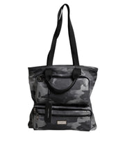 Dolce & Gabbana Gray Camo Cotton Multiple Compartments Tote Bag
