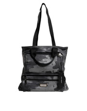 Dolce & Gabbana Gray Camo Cotton Multiple Compartments Tote Bag